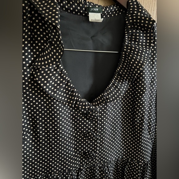 J Crew Women’s polka dot long sleeve ruffled dress. Size 10. Jackie O vibes! - Picture 2 of 4
